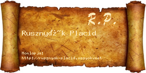 Rusznyák Placid névjegykártya